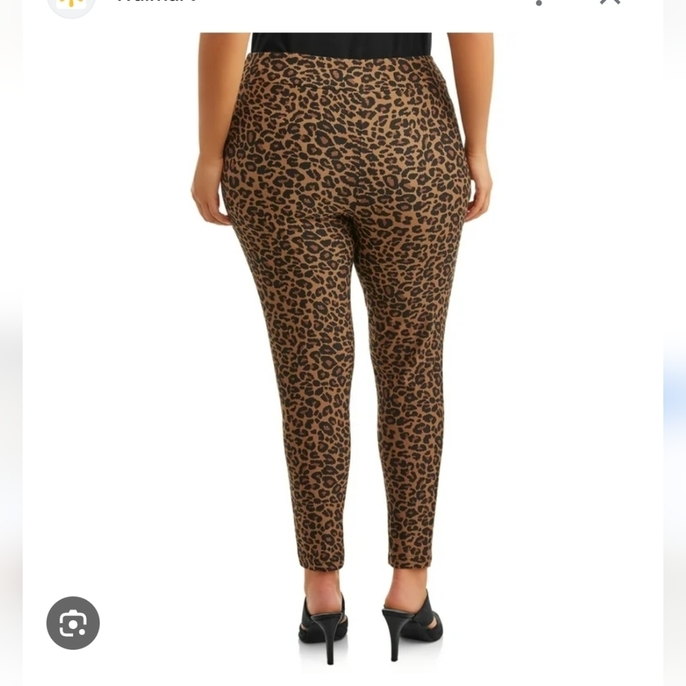 Terra & Sky Women's Plus Size Leopard Print Leggings Lightweight sz 0X, Stretch. - Picture 3 of 16
